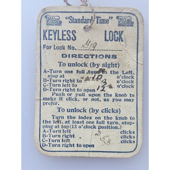 Antique Rare JB Miller Keyless Lock Co. numberless combination padlock - Picture 10 of 10